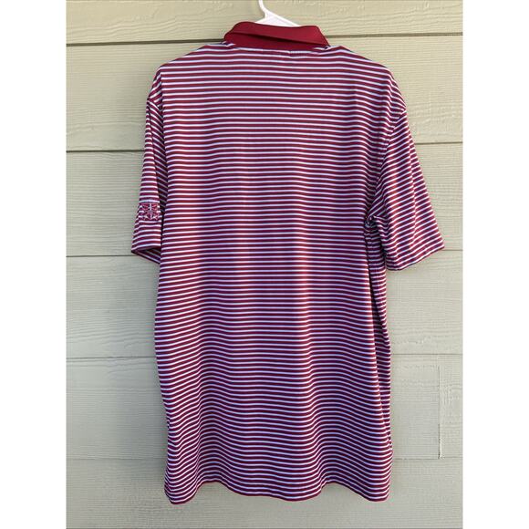 Peter Millar Red Blue Striped Summer Comfort Golf Performance Polo Shirt Medium - Picture 4 of 7